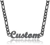 Custom Name Necklace Black Personalized Necklaces for Women Stainless Steel Figaro Chains 18inch Customized Jewelry Unique Gift for Her Mom