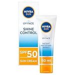 NIVEA Sun UV Face Shine Control SPF 50 Cream (50ml), Sun Cream Protects Against UVA/UVB Rays and Premature Skin Ageing, Sunscreen for Delicate Facial Skin