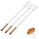 3Pcs Stainless Steel Roasting Forks, Marshmallow Roasting Sticks Campfire Sticks BBQ Forks for Fire Pit Hot Dog Sticks for Campfire, Roasting Sticks for Fire Pit Smores Skewers