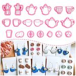 Keoker Coffee Polymer Clay Cutters, 19 Shapes Afternoon Tea Clay Cutter, Polymer Clay Cutters for Earrings Jewelry Making (ALL