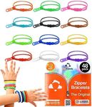 UpBrands 48 Prizes for Kids Zipper Bracelets 7 ½”, Fidget Party Favors for Kids, Sensory Toys Bulk Set, Neon Colors, Birthday Kit, Easter Egg, Treat Bags & Pinata Fillers