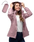 33,000ft Women's Lightweight Rain Jackets Hooded Breathable Packable Running Raincoats Active Trench Windbreaker with Hideaway Hood for Cycling Hiking (Dried Rose-S/UK 10)