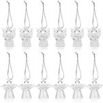 Naler 12 Pcs Clear Glass Hanging Angels Christmas Angel Ornaments for Christmas Tree, Holiday, Wedding, Home, Table Decorations