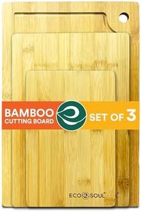 ECO SOUL [Set of 3, Small, Medium, Large] Bamboo Cutting Board | Wooden Vegetable Chopping Board | Bamboo Wood Kitchen Accessories