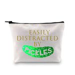 MEIKIUP Funny Pickle Cosmetic Bag Pickle Food Lover Gift Easily Distracted by Pickle for Women Girls (Pickle Cosmetic Bag)