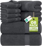 Utopia Towels 8 Piece Towel Set - 2 Bath Towels, 2 Hand Towels and 4 Washcloths Cotton Hotel Quality Super Soft and Highly Absorbent (Gray)