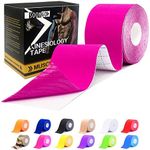 kinesiology tape rock tape physio tape 5m roll, elastic therapeutic sports tape for shoulder, ankle, elbow, wrist, knee support, waterproof physiotherapy body tape for muscle pain by SOONGO (Pink)