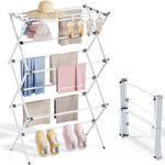 APEXCHASER Clothes Drying Rack, Foldable Laundry Drying Rack, 3-Tier Collapsible Clothing Dryer, Towel Rack for Air Drying Clothing, Bed Linen, Clothing, Socks, Scarves, White