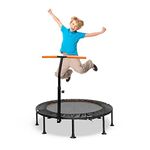 Maxmass Mini Trampoline, Fitness Bungee Rebounder with Adjustable Handle, Foldable Exercise Bouncer for Adults and Kids (Orange)