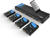 OREI 4K 4x4 HDMI Extender Matrix - UltraHD 4K @ 60Hz 4:4:4 Over Single CAT5e/6/7 Cable with HDR Switcher & IR Control, RS-232 - Up to 230 Ft - 1080P Downscale - 4 x Loop Out - 4 Receivers Included