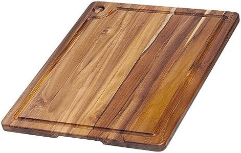 Teakhaus Marine Cutting Board with Juice Groove - Large Rectangle Cutting Board with Corner Hole - Reversible Teak Edge Grain Wood - Knife Friendly - FSC Certified