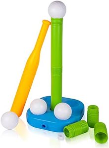 Liberry Adjustable T-Ball Set for Kids and Toddlers, Includes Kids Baseball Bat, Adjustable Height Tee Ball Stand, 4 Balls and Weighted Base, Great Sports Game Toy Gift for Boys Girls