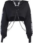 DINGJIUYAN Emo Hoodie,Womens Gothic Clothing,Crop top Hoodie,Hoodie,Goth Clothes for Teen Girls,Goth Crop top,Emo Clothes for Women