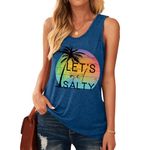 LINZEOO Womens Summer Beach Tank Top Lets Get Salty Holiday Sleeveless Vacation Vest Shirt