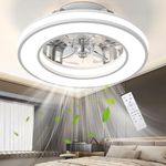 Ateroll Ceiling Fans with Lights 41.5CM, Quiet Ceiling Fan Light Reversible Motor, Remote Control 6 Speed, Dimmable 3000K-6500K RGB, Timing, Light Memory, Fan Lights Ceiling for Bedroom Living Room