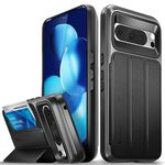 VENA vCommute for Google Pixel 8 Pro Wallet Case, [Military Grade Drop Protection] (2023) Flip Leather Cover Slot Card Holder with Kickstand - Black