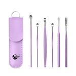 Zabb 6 Pcs Ear Wax Cleaner - Resuable Ear Cleaner Tool Set with Storage Storage Leather Pouch - Ear Wax Remover Tool Kit with Ear Curette Cleaner (Purple, Color)