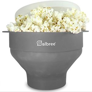 The Original Salbree Microwave Popcorn Popper, Silicone Popcorn Maker, Collapsible Microwavable Bowl - Hot Air Popper - No Oil Required - The Most Colors Available (Gray)