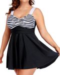 Aqua Eve Plus Size Tankini Swimsuits for Women Two Piece Bathing Suits Flowy Swim Dress with Shorts Black 22W