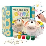 Craftopedia Paint Your Own Sheep Planter | DIY Art and Craft Kit | Eco-Friendly Ceramic Activit | Gift Set for Kids, Age 5,6,7+ (Paper Weight, Crayon Stand)