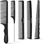 Precious harvest 5-piece set, barber comb, hair comb cut, wide and narrow tooth barber comb, classic black comb for men and women