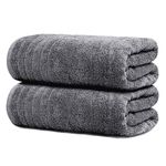 Tens Towels Pack of 2 Extra Large Bath Towel Sheets 35 x 70 inches, 100% Cotton, Larger & Lighter, Quicker to Dry, Lighter Weight, Super Soft and Absorbent, Oversized Bath Towels (Dark Grey)