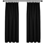 Deconovo Solid Pencil Pleat Curtains Thermal Insulated Curtains Tape Top Blackout Curtains for Bedroom 46 x 72 Black Two Panels