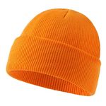 PEECABE Kids Knit Hat Winter Baby Beanie for Toddler Boys Girls Beanies Plain Warm Infant Snow Skull Caps for Boys Girls 0-5 Years (2-5 Years, Orange)