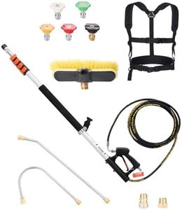 VEVOR Pressure Washer Telescoping Wand, 18 ft, 4000 psi, Telescopic Spray Wand with Power Washer Extension Wands, Gutter Cleaner, Brush Head, 5 Spray Nozzle Tips, Adapter and Adjustable Support Belt
