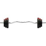 TNP Accessories 25KG Tri Grip Vinyl Barbell Weight Set EZ Curl Curve Weights Sets Bar Bicep Tricep Gym Exercise Workout