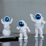 Street27 Polyvinyl Chloride 3Pcs Astronaut Action Figurine Home Decor Astronaut Statue Study Office Desk Decor Showpiece Gift Decoration Accessories Outer Space Pvc Sculpture(Blue)