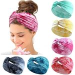 Kavya Wide Hair bands for Women Boho Headbands for Women's Hair Elastic Soft 6 Pieces Headband Print Head bands Adult Women Accessories Yoga Sports Hairband Multicoloured Thin Headscarf