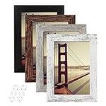 BAIJIALI 4x6 Picture Frame Distressed Farmhouse Wood Pattern Set of 4 with Tempered Glass,Display 3.5x5 with Mat or 4x6 Without Mat,Multicolour