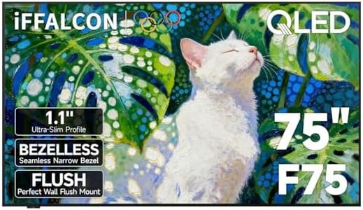 iFFALCON 75-Inch Class QLED 4K Smart TV, Ultra-Slim Picture Frame TV, 144Hz, HDR, Art Mode w/AI Art, Wide Color Gamut, Dolby Vision IQ, Dolby Atmos, Google Assistant Voice Remote(75F75, 2025 Model)