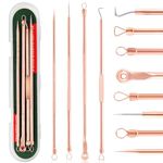 FEITA Blackhead Remover Pimple Popper Tool Kit, Comedone Pimple Extractor Acne Tools for Face Nose, Stainless Acne Needle Zit Popping Removal Facials Tool (Rose Glod 4Pcs)