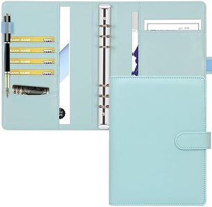 Toplive Portfolio A5 PU Cuir, Mallette Multifonctionnelle 6 Reliures à Anneaux pour Réunion Bureau École, Bleu
