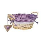 Premier Housewares Picnic Basket Bread Basket Wicker Basket Oval Hamper Baskets For Gifts Lining Woven Basket Purple H14x W27x D19