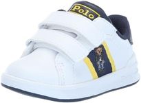 POLO RALPH LAUREN Baby Girl's Heritage Court II Bear EZ (Toddler) White/Navy/Yellow 4.5 Toddler M