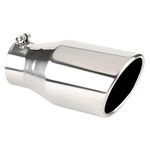 4 Inch Inlet Chrome Exhaust Tip, 4" x 6" x 12" Clamp On Design Universal Stainless Steel Diesel Exhaust Tailpipe Tip.