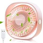 SmartDevil Desk Fan,USB Desk Fan,Noiseless USB Fan,3 Speeds Desk Desktop Table Cooling Small Fan with USB-Powered,Strong Wind,Quiet Operation,for Home Office (Cherry Pink)