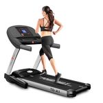 PowerMax Fitness TD-A1 (4 HP Peak) Motorised Foldable Treadmill for Home User Wt. 100kg 15 Lvl Auto-Incline Running Machine for Max Pro workout, Top Speed 14 km/ph, Speaker, Aux, LCD Disp., Bluetooth