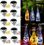 Starry Love Solar Diamond Wine Bottle Lights 10 Pack 20LED Outdoor Waterproof Multicolor Fairy Light String (3 Colors), Suitable for Most Wine Bottle Mouths, for Garden, Terrace, Party Decoration