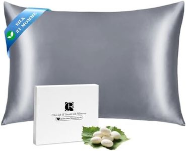 Silk Pillowcase for Hair and Skin with Hidden Zipper, Ravmix Both Side Mulberry Silk Cooling Pillow Case Standard 50×75 cm for Women Men, 1PCS, Lilac Grey