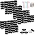 Tosnail 120 Pieces 3 Gram Clear Plastic Cosmetic Containers with Black Lids Lip Balm Containers Beads Organizer