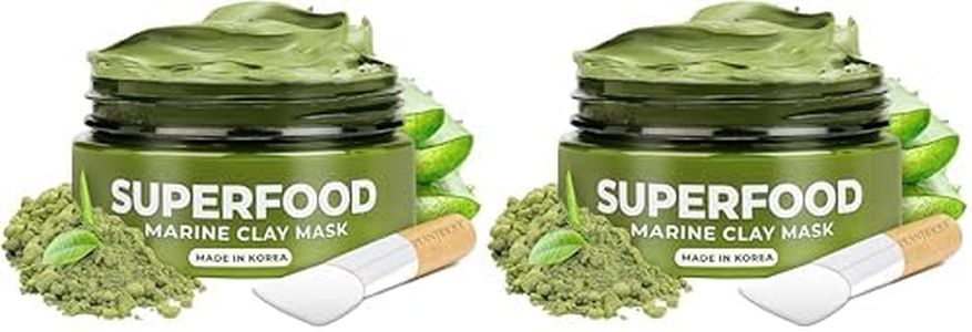 PLANTIFIQUE Korean Skincare Clay Mask – Hydrating Mud Mask with Avocado & Superfoods, Dermatologist-Tested for Face & Body – Vegan, 3.4 Oz/100ml (Pack of 2)