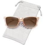 MEETSUN Polarized Sunglasses for Women Men Trendy Classic Retro Designer Style, Light Brown Frame / Gradient Brown Lens, Medium