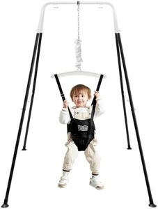 FUNLIO Baby Jumper with Stand for 6-24 Months, Toddler Jumper for Indoor/Outdoor Play, Infant for Baby Girl/Boy, with Adjustable Chain, Easy to Assemble & Store (with Stand) - Black