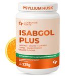 Carbamide Forte Isabgol Powder - 225gm | Psyllium Husk Powder With Haritaki, Ajwain & Fennel | Fiber supplement for Constipation Relief & Digestion | Orange Flavour