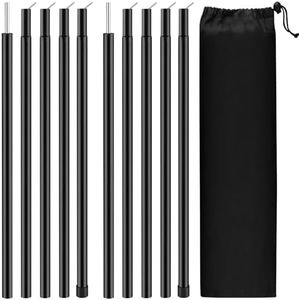 Neween Tent Tarp Poles Extendable Adjustable Aluminum Camping Awning Poles Tent Accessories Set of 2, 195 cm Length Tarp Rods for Headroom Canopy Porch Sun Shade Sails (Black, 1.5cm Dia)