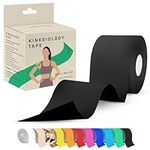 Kinesiology Tape 5m Roll [2024 Edition] - Sports and Medical Tape for Joint and Muscle Support, Multipurpose KT Tape, Body Tape, Boob Tape, Physio Tape, Sports Tape, Trans Tape, Athletic Tape - Black